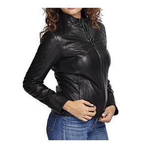 Compre chaqueta de cuero genuino para mujer elegante de alta calidad, diseño ajustado, venta al por mayor, chaqueta de cuero transpirable 2026 - Product Image 3
