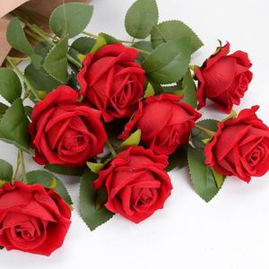 Hoa hồng nhân tạo chất lượng cao, làm thủ công, nhung đỏ, cành đơn, 50cm, dùng trang trí nhà cửa, phòng khách, đám cưới, ngày lễ tình nhân - Product Image 6