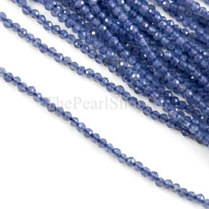 Cuentas redondas microfacetadas de tanzanita natural de 2 mm, grado AAA, para la fabricación de joyas, cuentas sueltas de tanzanita semipreciosa - Product Image 1