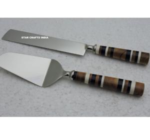 Juego de cuchillo y servidor de pastel de acero inoxidable de calidad moderna, soportes para servidores de pastelería, herramientas para pasteles de la India - Product Image 4