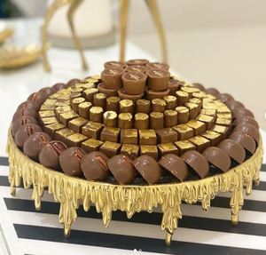 Plato de postre y chocolates fundido de metal de aluminio de Venta caliente con acabado dorado para Ramadán y fiesta de bodas - Product Image 1