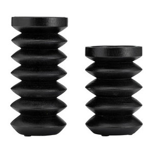 <b>Unique</b> Design Wooden Candle Holder with Black Finished Perfect for Wedding Parties and Christmas Decor Lightweight Object - Product Image 1