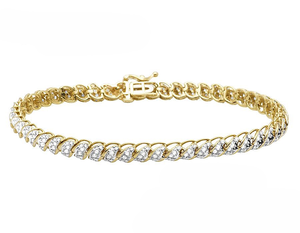 Pulsera de Eslabones Estilo Hip Hop en Plata de Ley S925 Chapada en Oro Amarillo con Moissanita Redonda para Unisex, Ideal para Bodas - Product Image 1