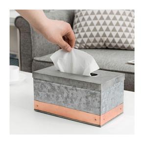 Soporte de papel de Seda de hierro con acabado galvanizado rectangular para caja de pañuelos de Metal decorativa de mesa de hogar y oficina - Product Image 1