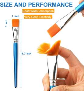 Bview Art Lot de 12 pinceaux acryliques plats de 25 mm pour peinture acrylique, peinture à l'huile, <span class=keywords><strong>gouache</strong></span> et tempera. - Product Image 4