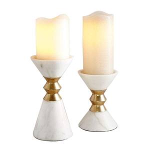 Set Of 2 <b>Candle</b> Light Dinner Decoration Accessories <b>Candle</b> Holder White <b>Marble</b> Modern <b>Candle</b> Holder Set For Home Decoration - Product Image 1