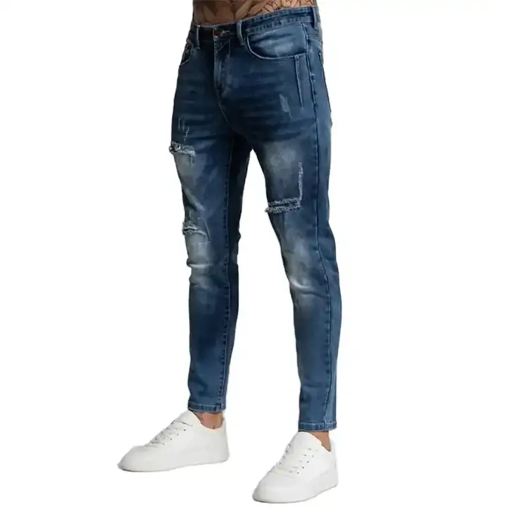 2023 nuovi produttori di stile di moda personalizzano i pantaloni in Denim da uomo pantaloni in Jean in stile jogging Jeans alti elasticizzati da uomo