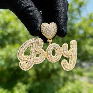 Colgante de Letra Personalizada Bañado en Rodio con Moissanita de Corte Redondo y Diamante de Plata Esterlina, Estilo Hip Hop - Product Image 2