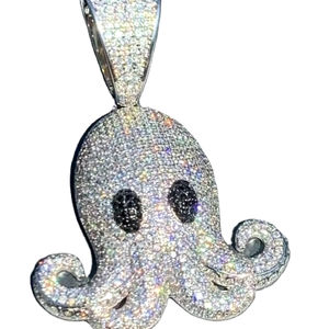 Pulpo Emoji colgante Iced Out Moissanite diamantes hermoso Moissanite plata esterlina colgante personalizado colgante - Product Image 1