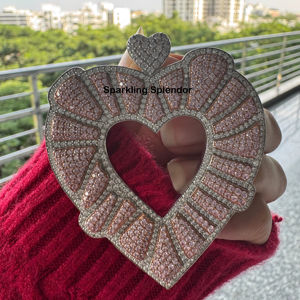 จี้925รูปหัวใจเงินสเตอร์ลิงประดับเพชรมอสซาไนต์สีฟ้าแบบชั้นสำหรับจี้หัวใจสำหรับผู้ชายและผู้หญิง - Product Image 2