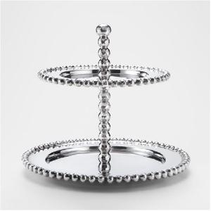 Support à gâteau classique et élégant en métal, support à gâteau à 2 étages en métal et en bois, qualité supérieure, fait à la main, support à gâteau décoratif - Product Image 4