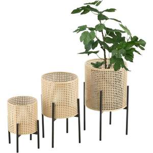 Cesta de maceta de cuerda de yute tejida a mano con soporte, diseño único, cesta de mimbre para interiores y exteriores hecha de hierro y ratán - Product Image 6