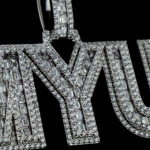 Collier avec pendentif en argent sterling 925, design personnalisé, bijoux fins pour couples dans le style hip-hop, diamant moissanite - Product Image 1