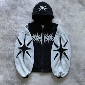 Sweat à capuche surdimensionné lavé à l'acide en détresse fabriqué au Pakistan avec bas coupé vintage ourlet brut sweats à capuche courts hommes - Product Image 1