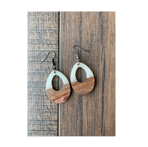 Pendientes de gota de moda Joyería pendiente de madera y resina Aguja de plata Perla Oreja geométrica con producto de venta - Product Image 2