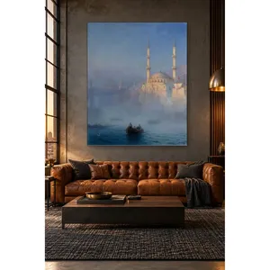 Impresión en lienzo de Fida Aivazovsky: Barcos y mezquita en el Bosforo nevado - Product Image 4