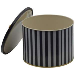 Recipiente de Metal de 2.9L, mango de perilla de 175x130mm, patrón de línea blanca y negra para almacenamiento de alimentos secos para el hogar, cocina - Product Image 3