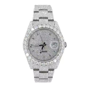 Royal Legacy Moissanite Diamond Quartz <b>Mens</b> Luxury Wristwatch with Sparkling Stones and Stainless Steel Strap - Product Image 1