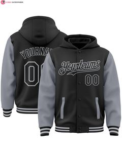 High Quality Varsity Baseball Jacket For Men's Autumn New Trendy Brand All-match Hooded And Streetwear <b>Coat</b> <b>With</b> Patches - Product Image 4