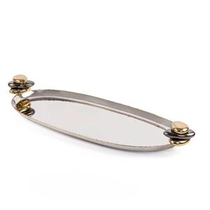 Exquisite metal designer serving <b>tray</b> with <b>silver</b> plating and artistic designs for enhancing your dining presentation - Product Image 6