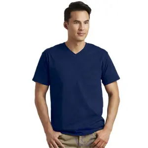 도매 빈 T 셔츠 사용자 정의 100% 코튼 t 셔츠 인쇄 로고 남성 일반 티셔츠 화이트 블랙 V 넥 T 셔츠