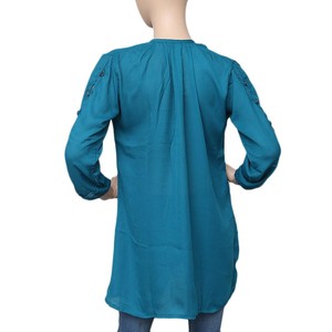 Women's Western Georgette <b>Top</b> - Steel Blue - Product Image 2