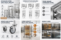 Chariot de boulangerie commercial personnalisé en acier inoxydable pour plateaux de cuisson et bacs à pain