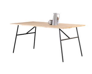Table de salle à manger pliante en bois de manguier massif avec pieds en métal noir et naturel, design industriel, prix abordable, facile à assembler - Product Image 4