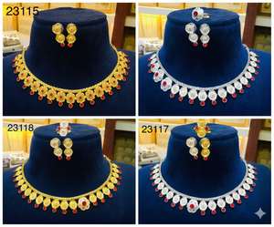 Conjunto de Collar de Cadena Floral Chapado en Oro con Dijes Colgantes |   Joyería de Imitación Ligera para Mujer al por Mayor Modelo n.° 23085 - Product Image 6