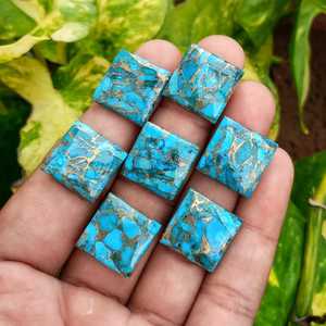 Turquesa Azul Mohave Natural de 12 mm, Cabujón Cuadrado Pulido, Piedra Preciosa Suelta con Certificación de Terceros para Joyería - Product Image 4