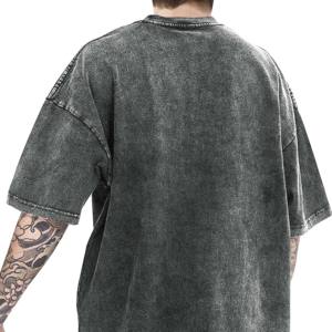 High Quality 100% Cotton Acid Wash T-Shirt for Men Vintage Retro Streetwear with Mineral <b>Stone</b> Wash Design - Product Image 2