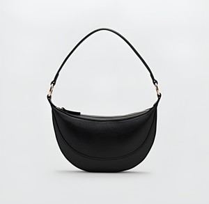 Trendy Vintage Fashion <b>Black</b> Leather Crescent <b>Shoulder</b> <b>Bag</b> <b>Women</b> Minimalist Half Moon Hobo Purse Gold Hardware Water Resistant - Product Image 1