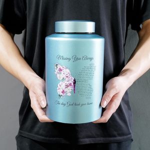 Jusqu'à 220 lb Grandes urnes de crémation pour cendres adultes, hommes et femmes Urne décorative pour cendres humaines avec sac en velours (papillon) - Product Image 2