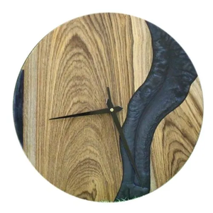 Horloge murale élégante et personnalisée en bois et résine époxy Résine époxy grise Artisanat Horloge murale en bois de manguier de qualité supérieure - Product Image 5