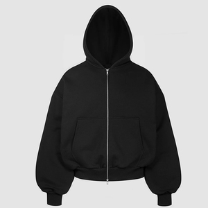Custom Boxy Fit Double Zip 470gsm French Terry Cotton <b>Hoodie</b> Clothing Manufactures Unisex Plain <b>Hoodie</b> - Product Image 5