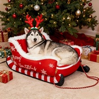 Lit pour animaux de compagnie en forme de traîneau du Père Noël, maison pour chien et nid pour chat en peluche flocon de neige, canapé d'hiver chaud pour animaux de compagnie, directement de l'usine