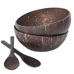 Bol en bois de coco rustique pour servir la salade Fruits Smoothie Céréales Dessert et cuisine Ensemble de vaisselle réutilisable écologique - Product Image 6