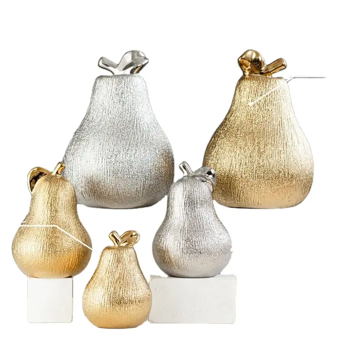 Gold pear Modern Ceramic Furnishing Articles Craft Ornaments Home Decoration