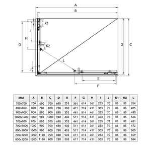 Mampara de Ducha Cuadrada de 90 x 90 cm con Vidrio Satinado de 6 mm y Puertas Corredizas en Génova - Product Image 5