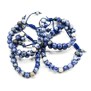 Lapis Lazuli สร้อยข้อมือสองชั้นปรับ 8 มม.ลูกปัดยืดอัญมณีราคาถูกขายส่งจํานวนมากสร้อยข้อมือคริสตัลผู้ชายผู้หญิง - Product Image 1