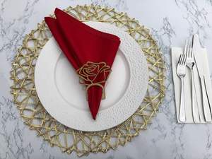 Ronds de serviette, ronds de serviette en rotin, ronds de serviette en osier, décor de table - Product Image 2