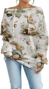 Sudadera Holgada Informal con Estampado Gráfico de Moda para Mujer, Sudadera con Capucha Floral, Sudadera de Manga Larga Extra Grande - Product Image 2