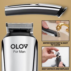 Kit de toilettage pour homme 21 pièces, rasoir électrique, tondeuse à poils de nez, tondeuse à cheveux sans fil, étanche, alimentée par batterie, tondeuse à moustache - Product Image 2