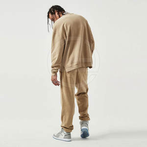 Elegante conjunto de chándal de gran tamaño para hombres con Sudadera con capucha de ajuste ancho y pantalones de Jogger cónicos, ropa de calle para hombres, conjunto holgado - Product Image 3