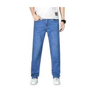 กางเกงยีนส์ผ้ายีนส์ผู้ชายสไตล์วินเทจถูกทำลายสีทันสมัยสวมใส่สบายแนวสตรีทแวร์ลำลองพิมพ์ลายทนทาน - Product Image 1