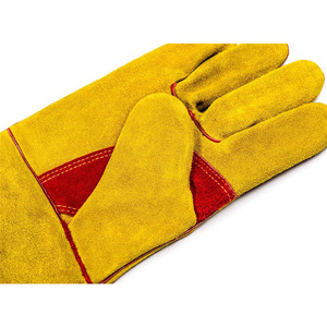 Guantes de trabajo de cuero dividido de vaca resistentes al calor de 14 pulgadas, poliéster antideslizante para equipo de protección de jardinería - Product Image 5