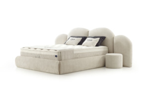 Ensemble de lit Zena avec rangement, tête de lit éclairée, couleur personnalisée, table de chevet, cadre en métal réglable, 200X200cm, design moderne - Product Image 4