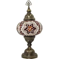 Lampe de bureau LED électrique en mosaïque avec abat-jour en verre coloré fait main, base de lampe en bronze pour l'éclairage de la chambre