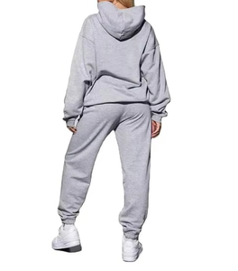 OEM Wholesale <b>Women's</b> Oversized Drop Shoulder Hoodie and <b>Short</b> Sets Custom Logo Design <b>Loose</b> Pullover Hoodie Winter Tracksuits - Product Image 3