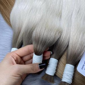 Luxury Product Hairshop Color Ombre <b>White</b> Bulk Hair Extension Straight Very High Quality No Tangle Genius Weft Ready in Stock - Product Image 4